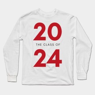 Class Of 2024. Simple Typography 2024 Design for Class Of/ Senior/ Graduation. Red Long Sleeve T-Shirt